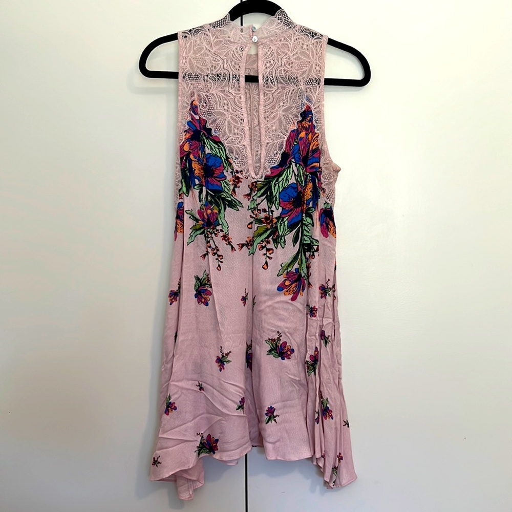 Free People Floral & Lace Keyhole Slip Dress